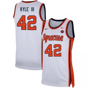 #42 William Kyle III Syracuse White Mens Jerseys NCAA College Basketball 720787-489