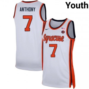 #7 Kiyan Anthony Cuse Orange White Youth Jerseys NCAA College Basketball 759864-629