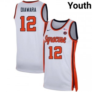 #12 Tiefing Diawara Syracuse White Youth Jersey NCAA College Basketball 357229-994