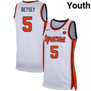 #5 Tyler Betsey Syracuse University White Youth Jersey Player College Basketball 407671-520